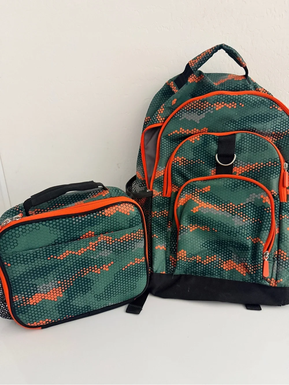 Pottery Barn Teen Hex-Pattern Backpack with Matching Lunch Bag